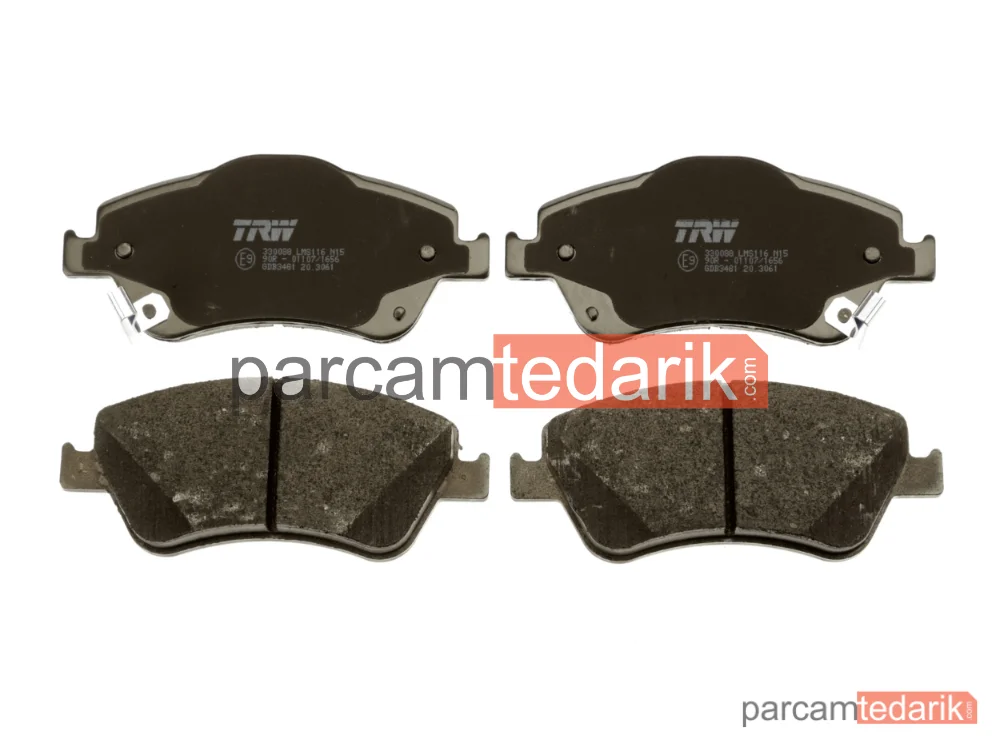 TRW GDB3481 | Fren Balatası Ön Toyota Auris 1.33 DUAL VVTI 09-12, 1.4 07-12, 1.6 07-12, 1.8 09-12, 1.4 D-4D 07-12, Corolla E15 1.33 08-14, 1.4 VVT-I 06-13, 1.4 D-4D 06-14