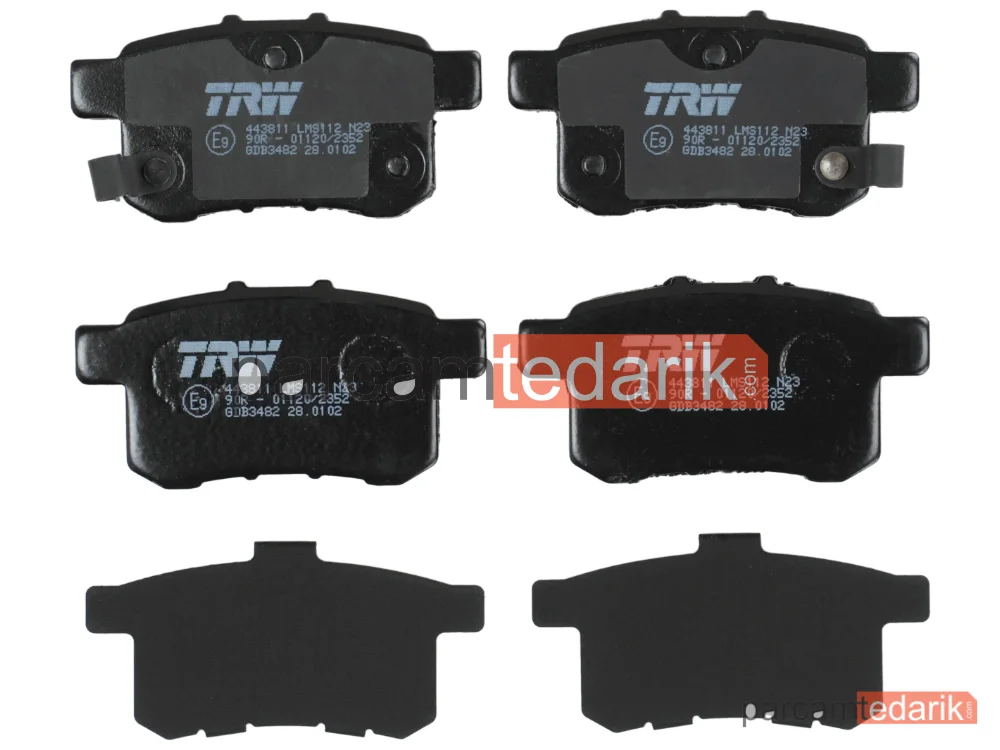 TRW GDB3482 | Fren Balatası Arka Honda Accord VIII 2.0-2.4 İ 08-15, 2.2 İ-DTEC 08-15