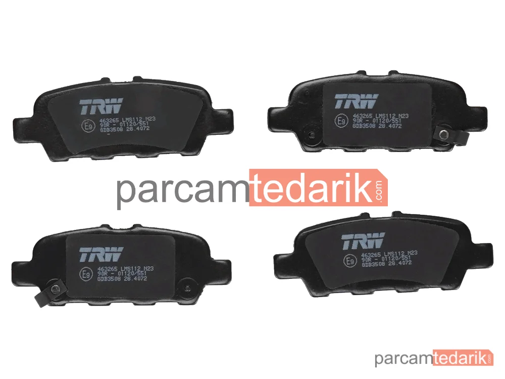 TRW GDB3508 | Fren Balatası Arka Nissan Juke 1.6 10=>, 1.6 DIG-T 10=>, 1.6 DIG-T 4X4 10=>, 1.6 DIG-T Nismo 4X4 13-14, 1.5 DCİ 10=>, CUBE 1.6 16V 10=>, 1.5 DCİ 10=>