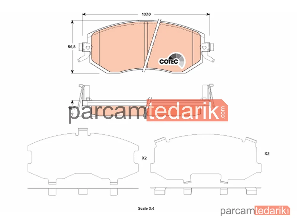 GDB3519 | Fren Balatası Ön Subaru Forester 2.0 2.5 09-12 / Impreza Legacy 2.0 08-12 / Outback 2.5 09-12 / XV 12