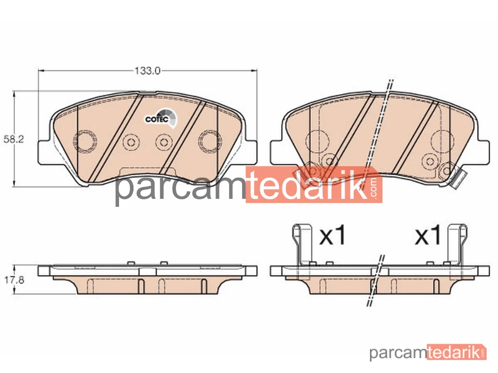 GDB3548 | Fren Balatası Ön Hyundai Accent BLUE 2011- / I20 2012- / H350 2.5 CRDI Arka 2015- / Kia Rio 09-13 / Cerato 13