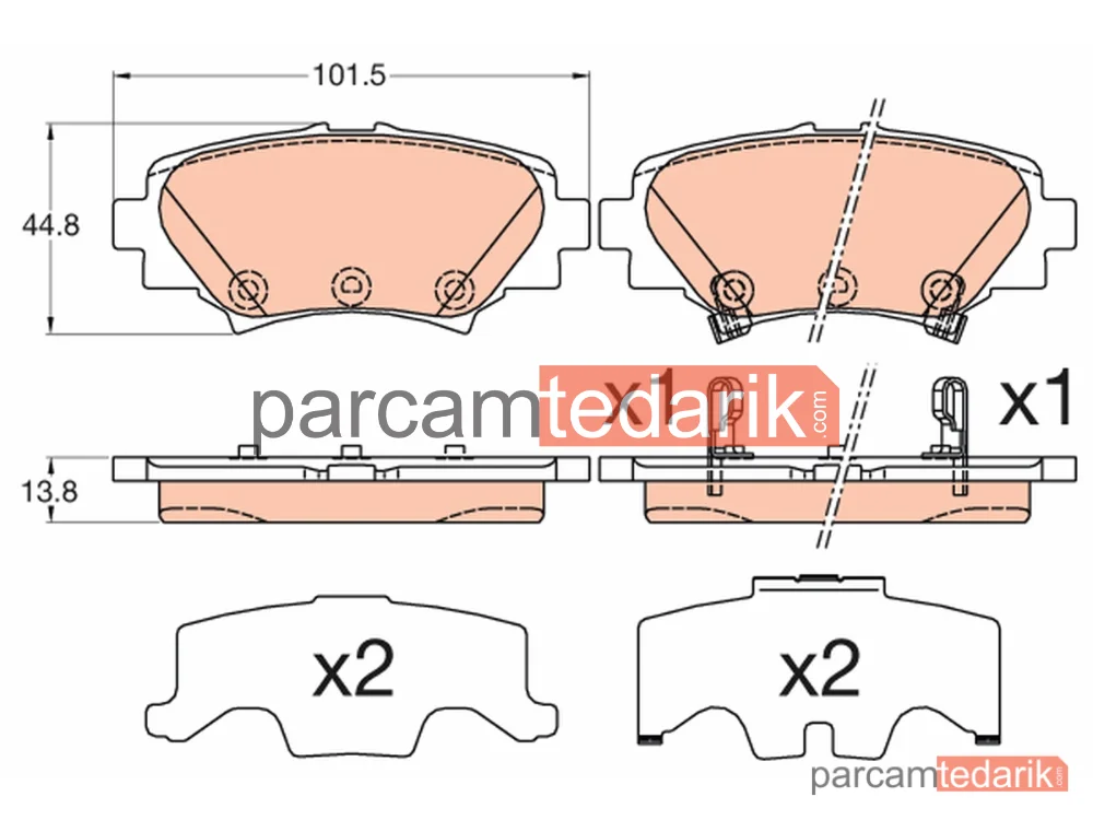 GDB3593 | Fren Balatası Arka Mazda 3 1.5-2.0 13=>, 1.5 D 16=>, 2.2 D 13=>