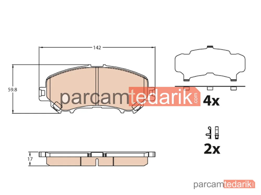 TRW GDB3631 | Fren Balatası Ön Nissan X-Trail 1.6 DCİ 14=>, Qashqai II SUV 1.2 DIG-T 13=>