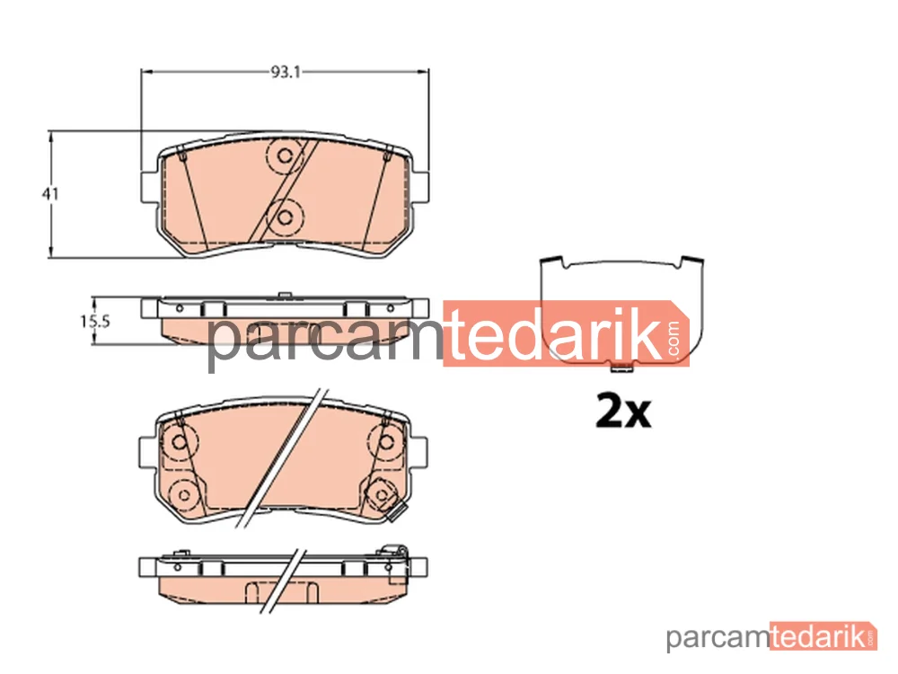 GDB3636 | Fren Balatası Arka Kia Sportage 1.6 GDİ 15=>, 1.6 T-GDİ 15=>, 1.6 TGDİ AWD 15=>, 1.7-2.0 CRDİ 15=>, 2.0 CRDİ AWD 15=>