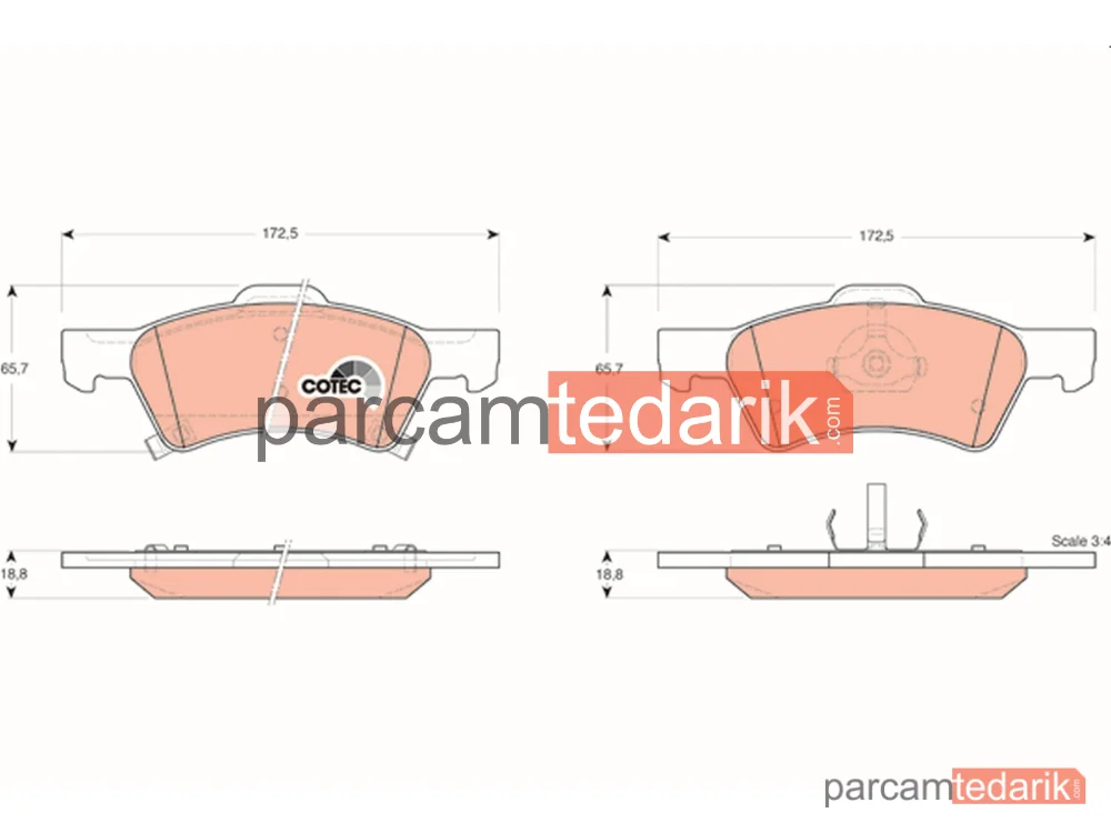 GDB4129 | Fren Balatası Ön Chrysler Voyager IV 2.4-3.3-3.8 00-08, 3.3-3.8 AWD 00-08, 2.5 CRD 00-08, 2.8 CRD 04-08