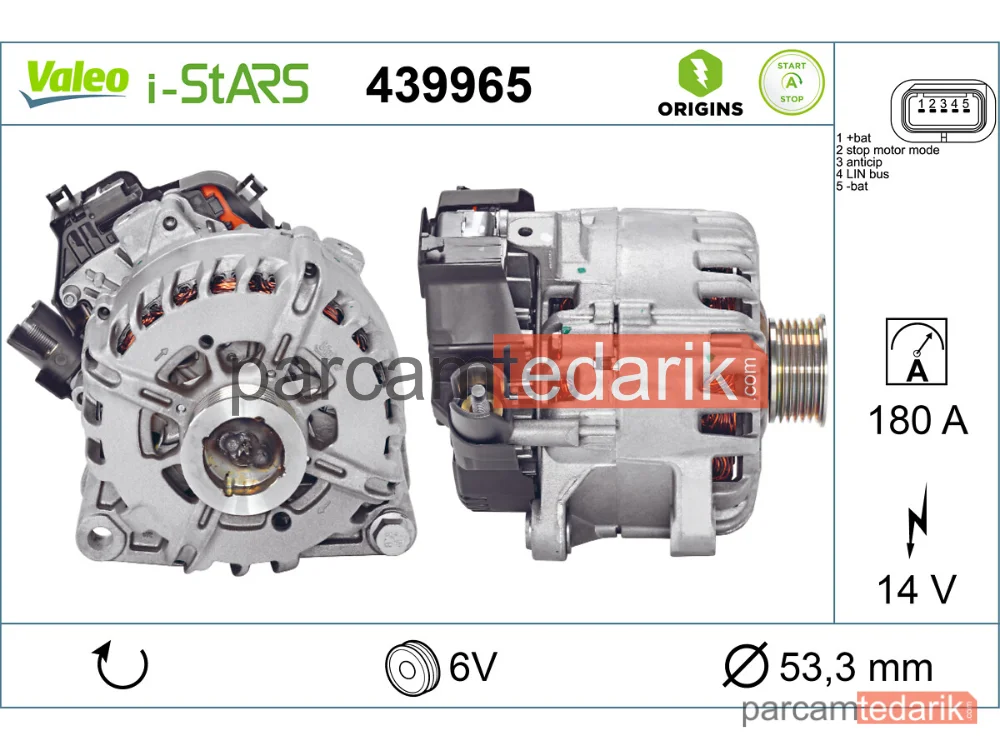 VALEO 439965 | Alternatör (Peugeot 1.6 Bluehdi 1.6 HDI 208 I 308 II 3008 13- 5008 13- Partner Citroen Berlingo C4)