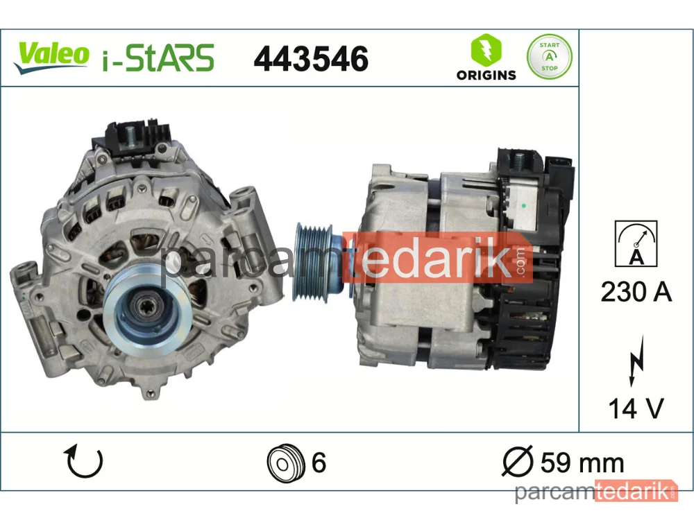 VALEO 443546 | Marş Alternatoru 14V 230A Audi
