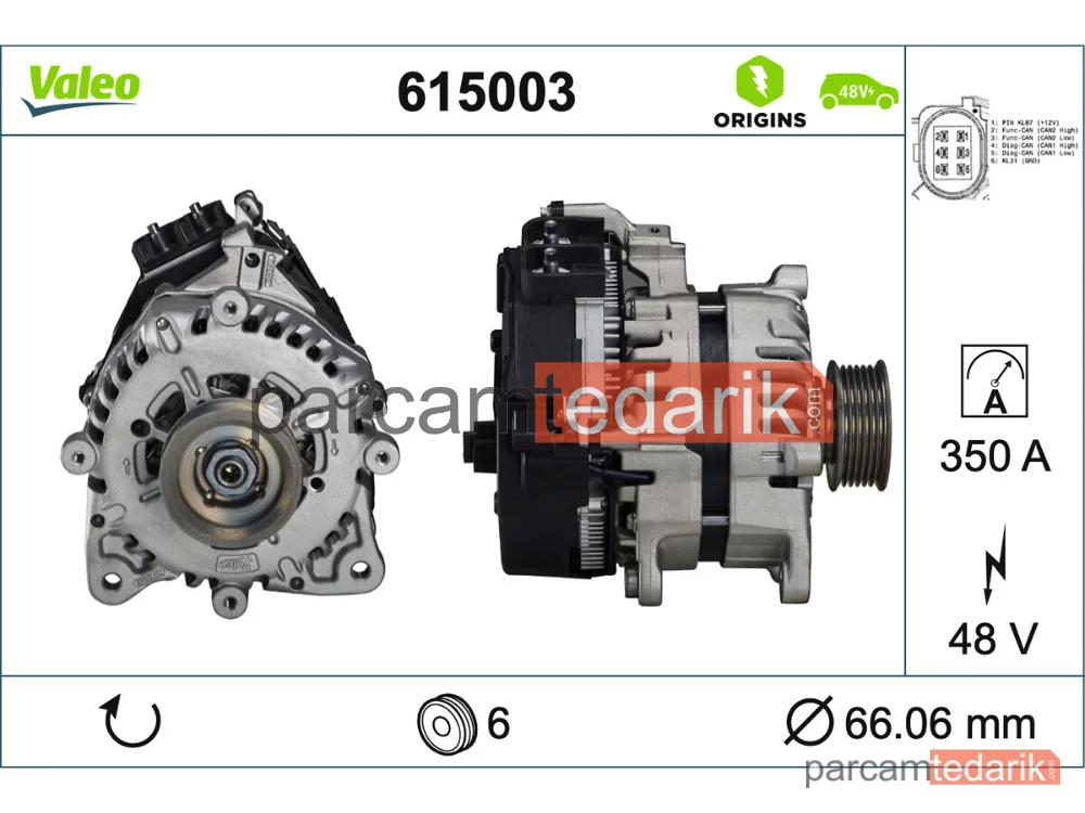 VALEO 615003 | E-TSI Marş Alternatoru 48V 350A