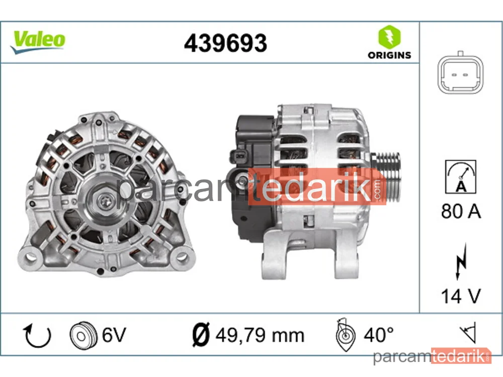439693 | Alternatör — Citroen C2, Peugeot 206 SW, Citroen C4 I
