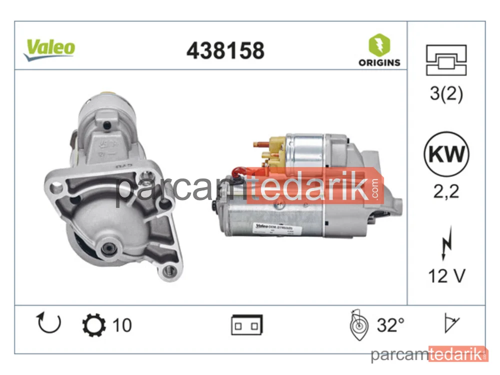VALEO 438158 | Marş Motoru — Nissan Interstar Minibüs/Otobüs, Nissan Interstar Panelvan/Van, Nissan Interstar Platform şasi