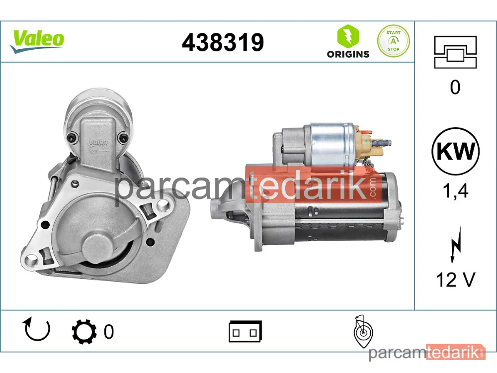 VALEO 438319 | Marş Motoru START Stop Fonksiyonlu K9K Clio IV-Megane-Kadjar-SCNENIC-Talisman-Duster 2010